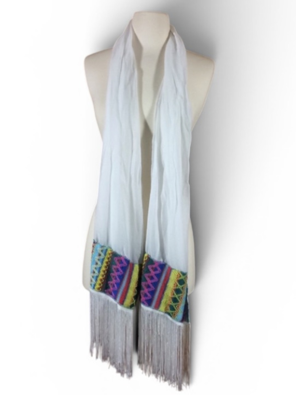 Embroidered Havana Fringe Scarf Shawl Wrap